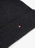 Grey Hilfiger Flag Beanie with Cashmere  Men
