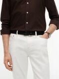 Black Square Buckle Leather Belt  Men