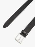 Black Denton Square Buckle Leather Belt  Men