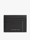Black Logo Leather Credit Card Holder  Men