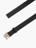 Black Modern TH Monogram Buckle Leather Belt  Women