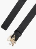 Black Logo Plaque Buckle Leather Belt  Women