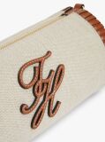 Beige Chain Strap Linen Canvas Shoulder Bag  Women