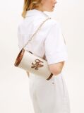 Beige Chain Strap Linen Canvas Shoulder Bag  Women