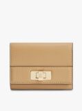 Beige Modern TH Monogram Turn Lock Trifold Wallet  Women