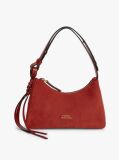 Red Metal Logo Suede Shoulder Bag  Women