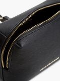 Black Modern Metallic Logo Textured Camera Bag  Women
