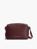 Red Modern Metallic Logo Textured Camera Bag  Women