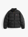 Black Water Repellent Crinkle Relaxed Puffer Jacket  Men