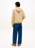 Beige Herringbone Twill Relaxed Zip-Thru Hooded Jacket  Men
