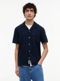 Blue Regular Fit Linen Blend Short Sleeve Shirt  Men