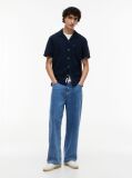 Blue Regular Fit Linen Blend Short Sleeve Shirt  Men