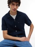 Blue Regular Fit Linen Blend Short Sleeve Shirt  Men