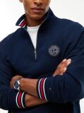 Blue Flag Crest Relaxed Terry Quarter-Zip Jumper  Men