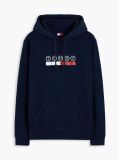 Blue Logo Sueded Terry Drawstring Hoody  Men