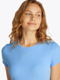 Blue Essential Slim Rib-Knit T-Shirt  Women