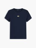 Blue Tommy Badge Ribbed Slim T-Shirt  Women