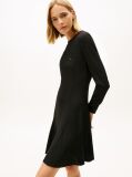 Black Mini Fit & Flare Long Sleeves Dress  Women