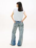 Blue Relaxed Fit Sleeveless Tie Front Shirt  Women