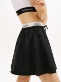 Black Repeat Logo Tape Poplin Mini Skirt  Women