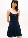 Blue Tommy Badge Strap Mini Skater Dress  Women
