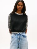 Black Side Tie Linen Blend Sleeveless Blouse  Women