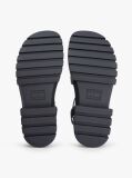 Black Leather Chunky Cleat Fisherman Sandals  Women