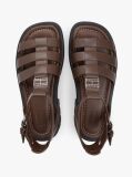 Brown Leather Chunky Cleat Fisherman Sandals  Women