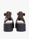 Brown Leather Chunky Cleat Fisherman Sandals  Women
