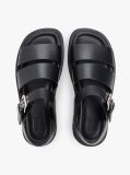 Black Leather Cleat Platform Sandals  Women