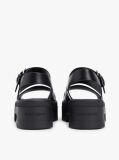 Black Leather Cleat Platform Sandals  Women