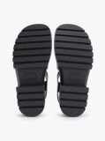 Black Leather Cleat Platform Sandals  Women