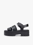 Black Leather Cleat Platform Sandals  Women