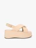 Beige Padded Strap Wedge Sandals  Women