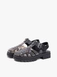 Black Jelly Chunky Cleat Fisherman Sandals  Women