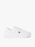 White Debossed Logo Cupsole Trainers With Leather  Women