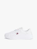 White Debossed Logo Cupsole Trainers With Leather  Women