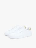 White Pebble Grain Court Trainers  Men