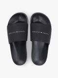 Black Logo Textured Pool Slides  Men