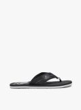 Black Crest Patch Webbing Strap Flip-Flops  Men