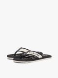 Black Webbing Strap Logo Flip-Flops  Men