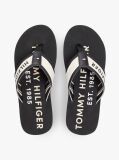 Black Webbing Strap Logo Flip-Flops  Men