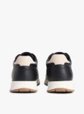 Black Debossed Leather Fine Cleat Trainers  Men