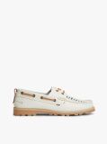White Leather Braided Boat Shoes  Men
