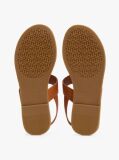 Brown Leather Toe Post Sandals  Women