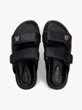 Black Leather TH Monogram Double Strap Sandals  Women