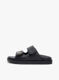 Black Leather TH Monogram Double Strap Sandals  Women