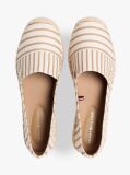 Beige Canvas Stripe TH Monogram Platform Espadrilles  Women