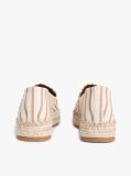 Beige Canvas Stripe TH Monogram Platform Espadrilles  Women