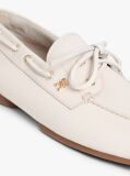 Beige Leather TH Monogram Boat Shoes  Women